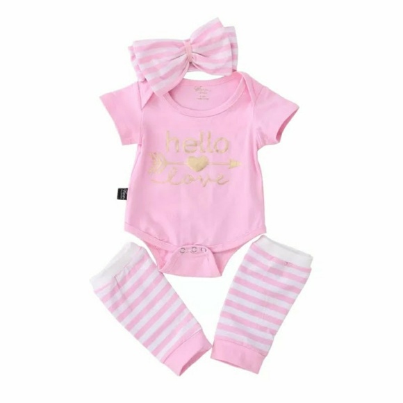 Infant Girls 3 Piece Shirt Bloomers Leg Warmers - Picture 7 of 7
